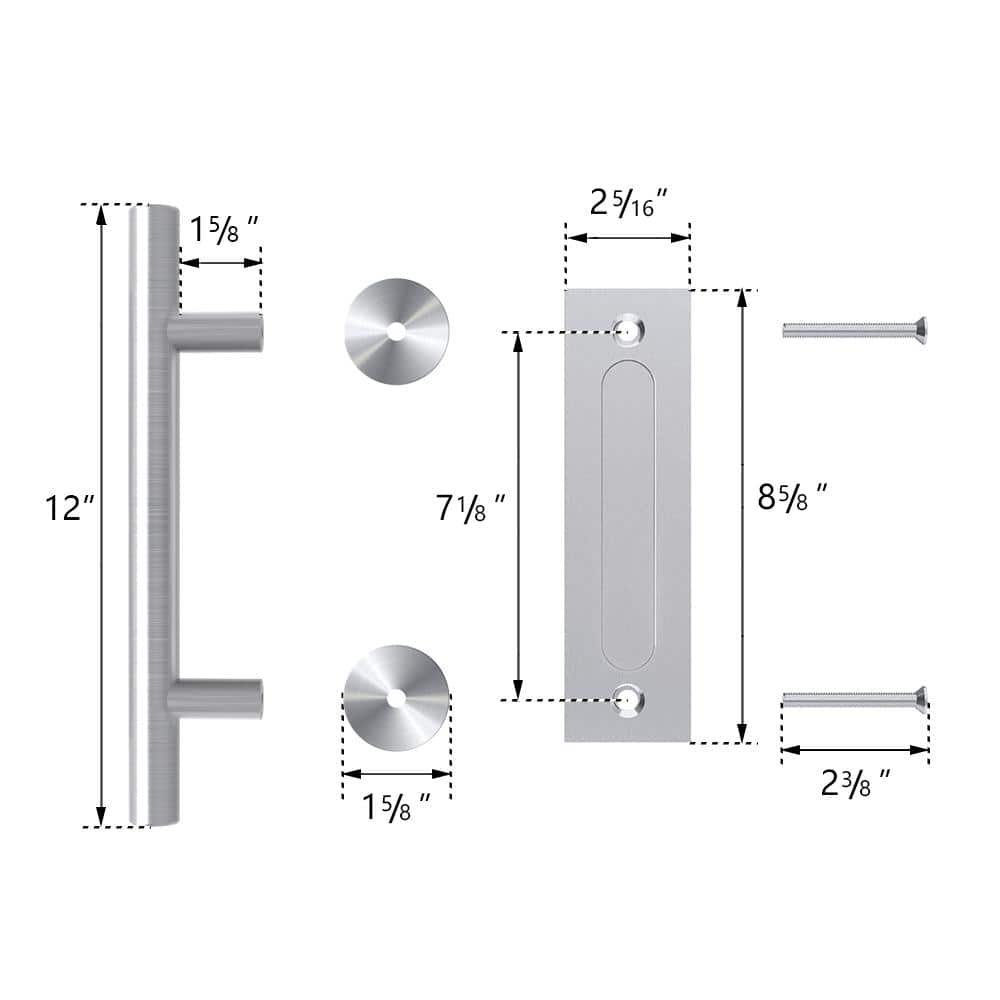 12'' Stainless Steel Sliding Barn Door Handle Set, Double Sided