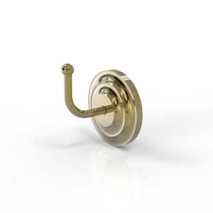 Que New Collection Wall-Mount Robe Hook in Unlacquered Brass