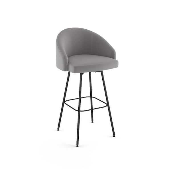 Amisco Nelly 26 in. Light Grey Polyester / Black Metal Swivel Counter Stool