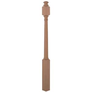Stair Parts 4942 54 in. x 3 in. Unfinished Red Oak Mushroom Top Newel Post for Stair Remodel