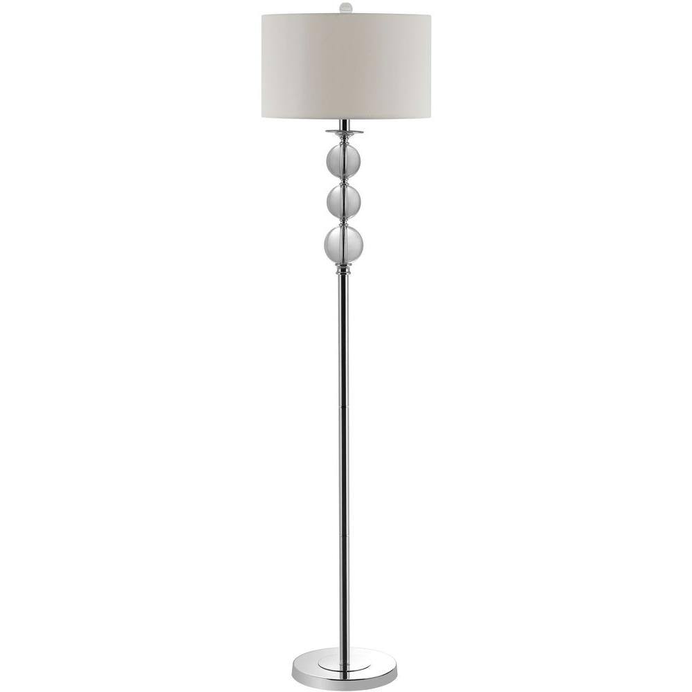 Silver Arc Crystal Globe 61" Floor Lamp with White Cotton Shade