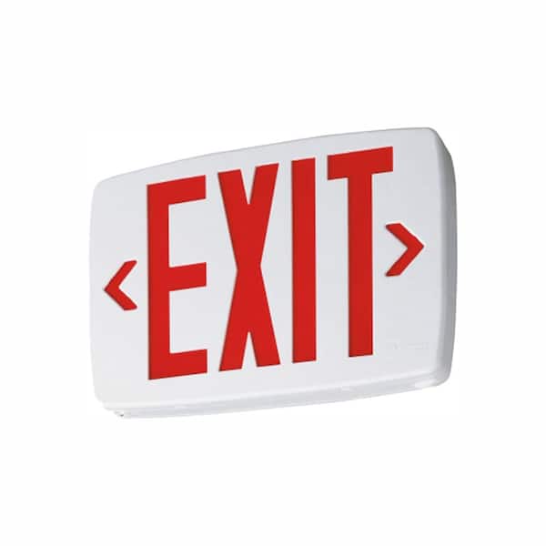Lithonia Lighting Quantum Thermoplastic White Integrated LED Emergency Exit Sign with Stencil-Faced Housing and Red Letters