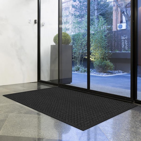 Black 48 in. x 72 in. Synthetic Fiber and Recycled Rubber Commercial Door Mat