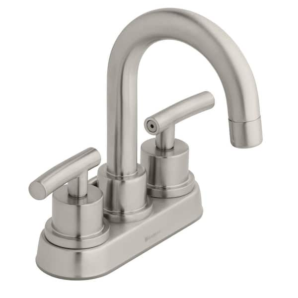 Glacier Bay Dorset 4 in. Centerset Double-Handle High-Arc Bathroom Faucet in Brushed Nickel