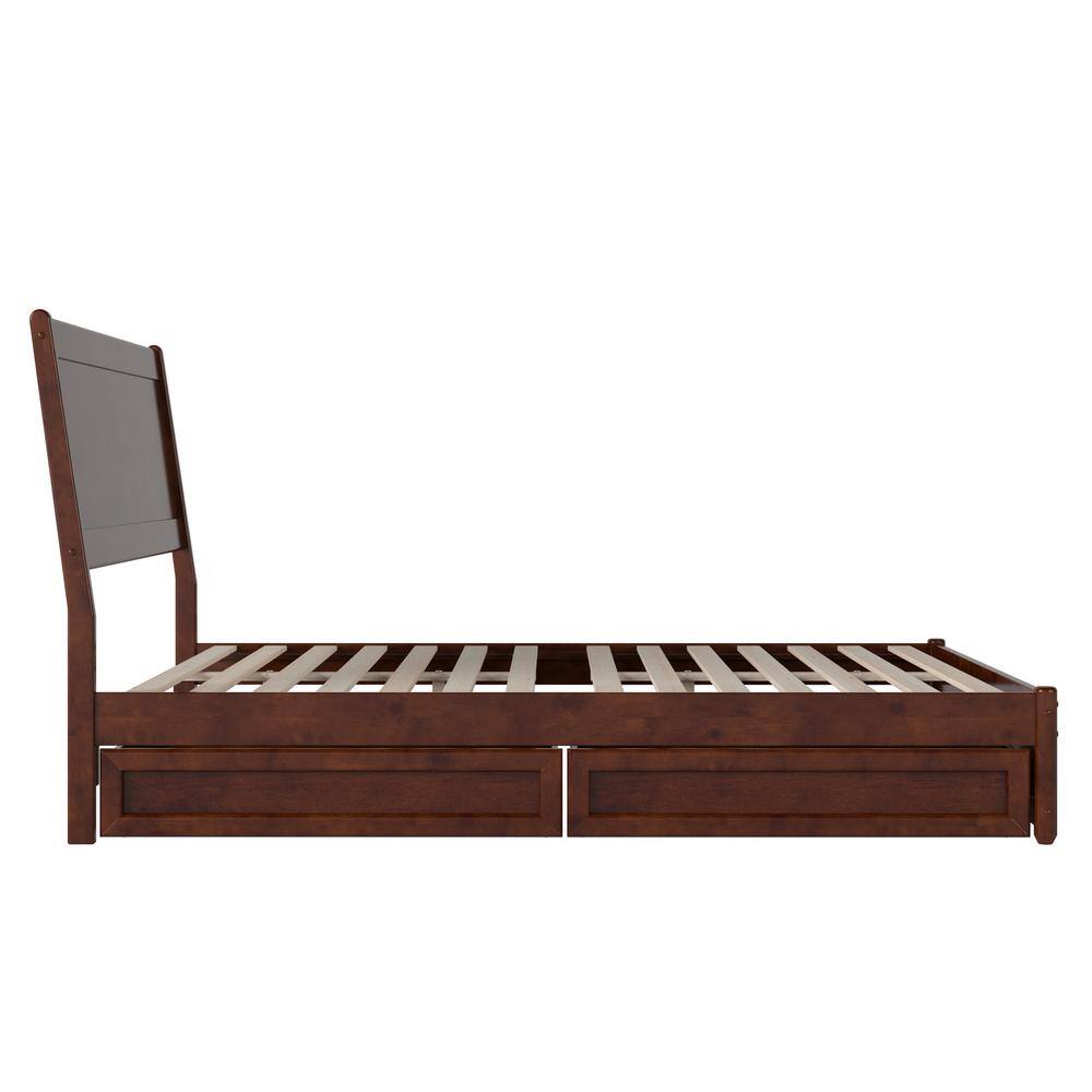 Casanova Queen Dark Walnut Wood Platform Bed with Storage Drawers