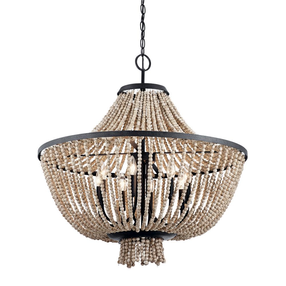 Elegant Black Crystal 8-Light Transitional Chandelier