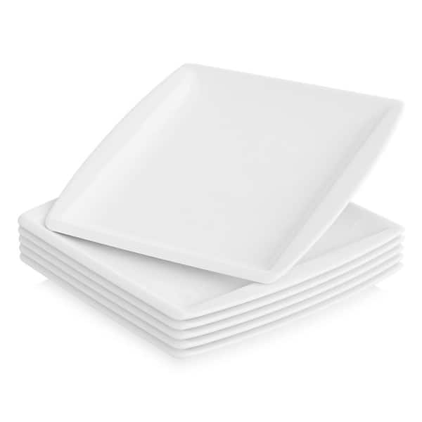 MALACASA Square Plate Set of 6, Ivory White 7.8