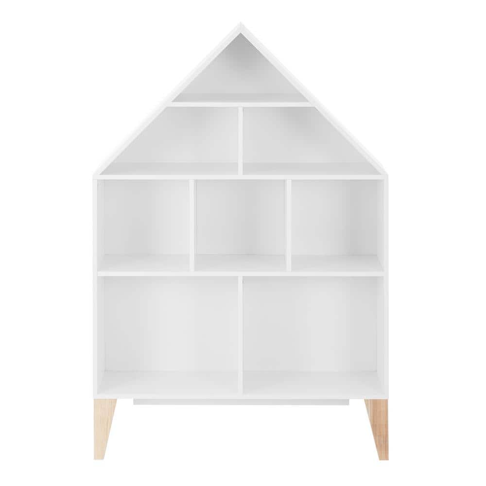 Steiner White Dollhouse 8-Compartment Kids Bookshelf with Beech Legs