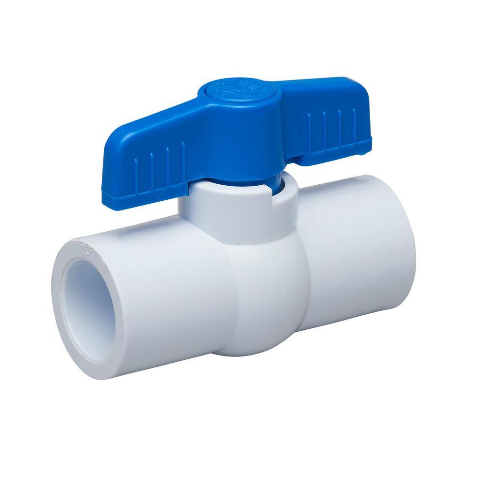 3/4" PVC Ball Valve Inline Threaded Valves Schedule 40 White Compact 6 Pieces 