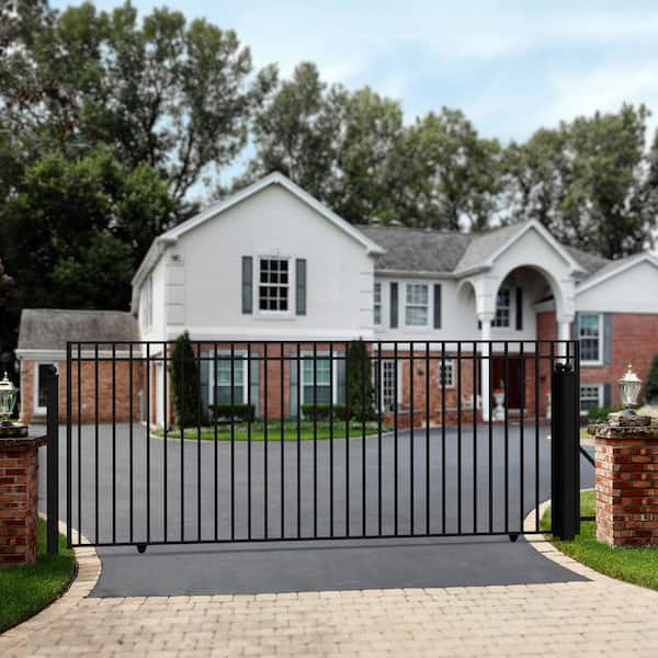 ALEKO Madrid Style 16 ft. x 6 ft. Black Steel Single Slide Driveway Fence Gate