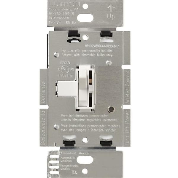 Lutron Toggler Dimmer Switch for Incandescent Bulbs with Night Light, 1000-Watt/Single-Pole or 3-Way, White (AY-103PNL-WH)