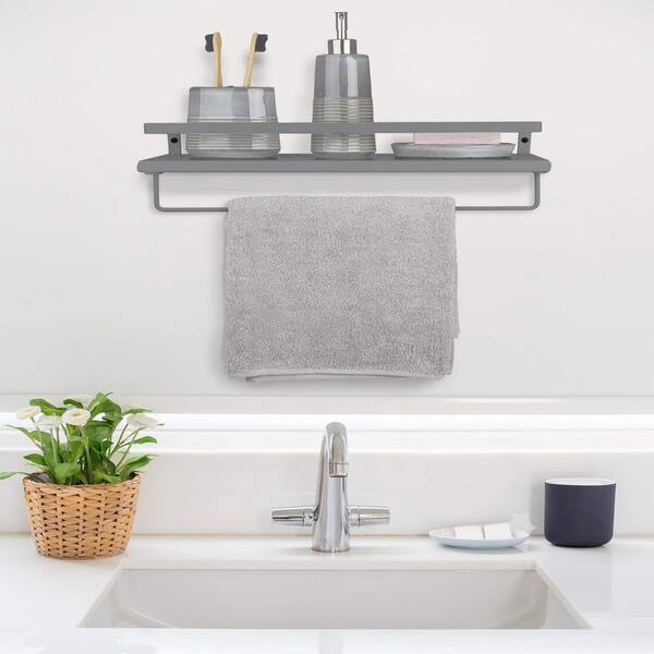 Organize It All Chrome 1-Tier Glass Wall Mount Bathroom Shelf (23-in x 2-in  x 5.5-in) in the Bathroom Shelves department at