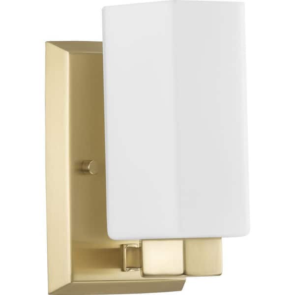 Progress Lighting Estrada 4.5 in. 1-Light Brushed Gold Vanity Light with Opal Glass Shade