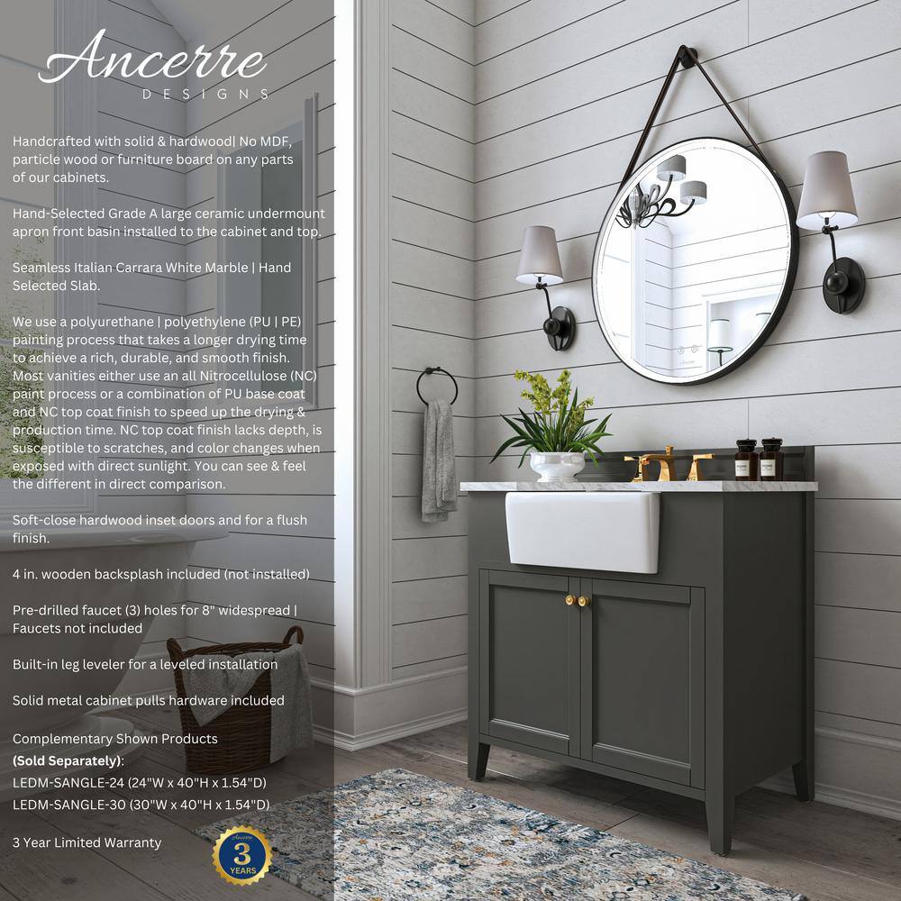 Adeline 36'' Sapphire Gray Wood Bathroom Vanity with Marble Top