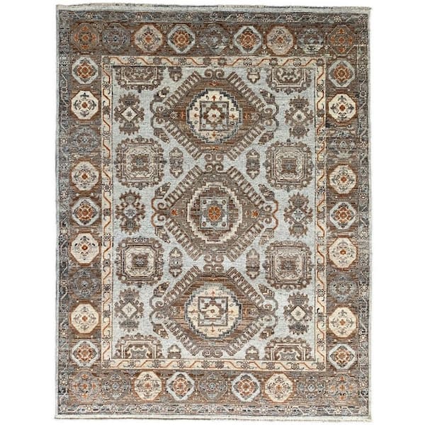 EORC Ivory / N.Beige 9 ft. x 12 ft. Hand Knotted Wool Traditional Kazak Area Rug