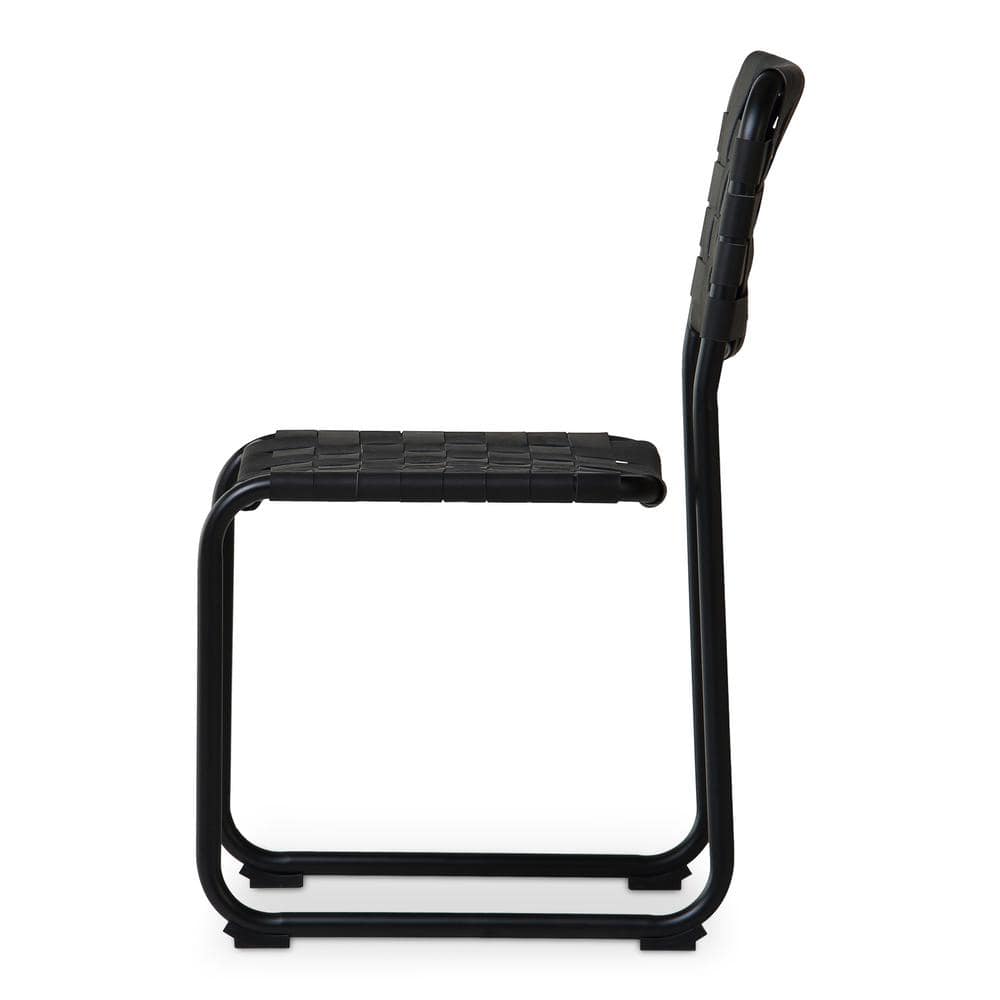 Bailee Black Genuine Leather and Iron Side Chair Set