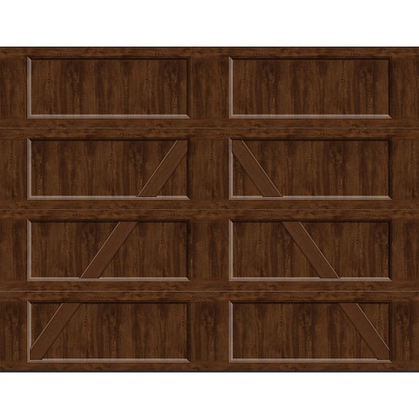 Bridgeport Steel Design A 9 ft. x 7 ft. Non-Insulated Wood Look Walnut Finish Garage Door without Windows