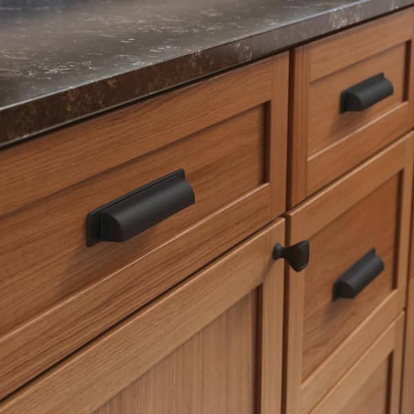Iron Craft 4 in. (102 mm) Traditional Matte Black Cabinet Drawer Cup Pull