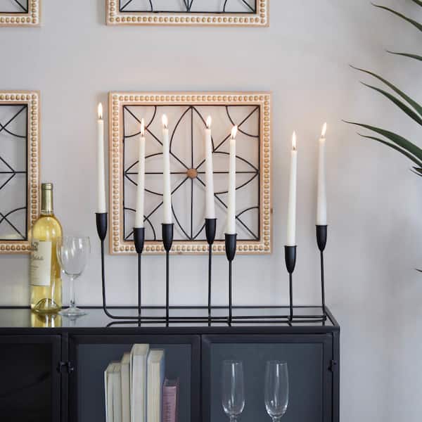 10 in. Black Metal Tapered 7 Plate Candelabra