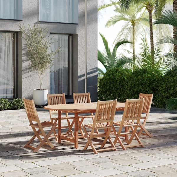 Amazonia Bergen 7-Piece 100% FSC Certified Teak Extendable Oval Patio Dining Set