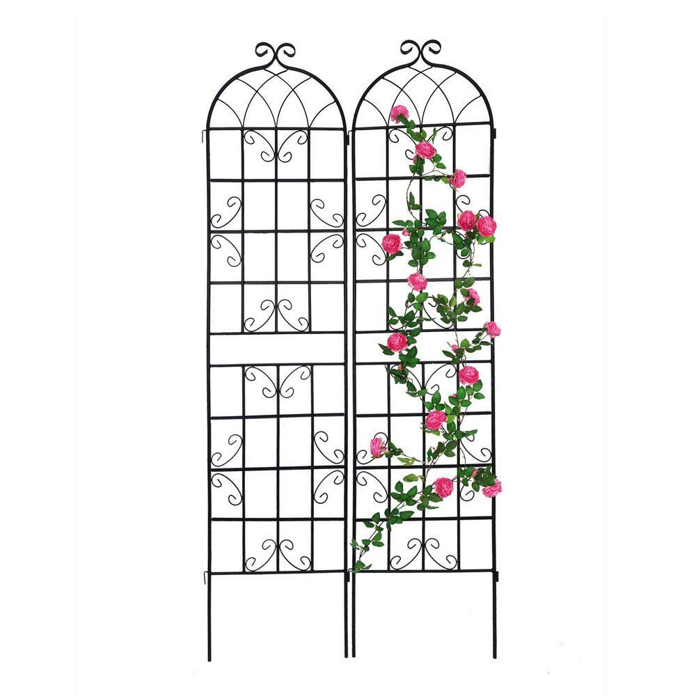 2 Pack Metal Garden Trellis 86.7 in. x 19.7 in. Rustproof Climbing Plant Su