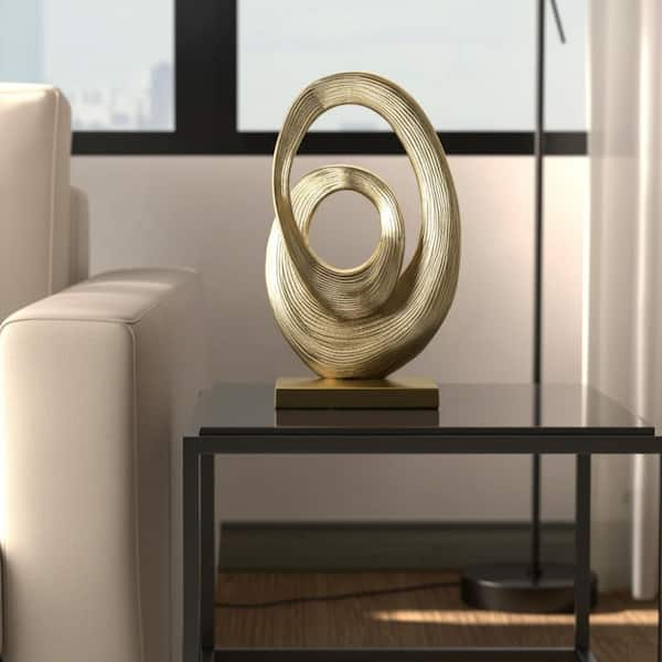 Liv & Skye Gold 12 in. x 20 in. Metal Swirl Sculpture