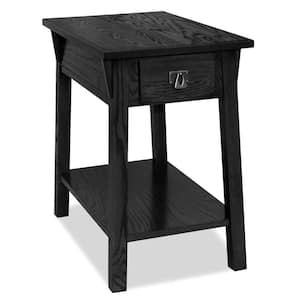 15 in. W x 24 in. D Rectangle Slate Wood Side Table with One Drawer and Shelf