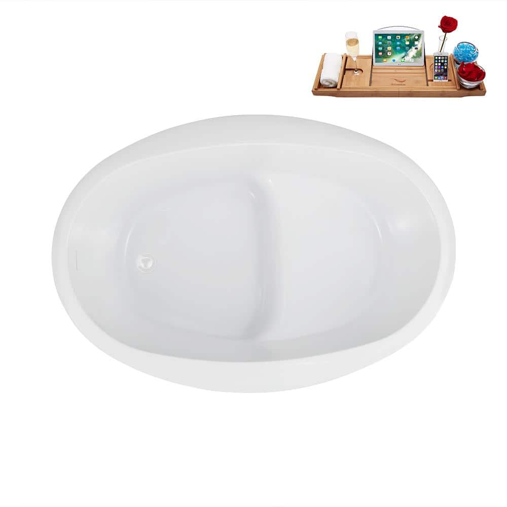 51'' Glossy White Acrylic Freestanding Soaking Bathtub