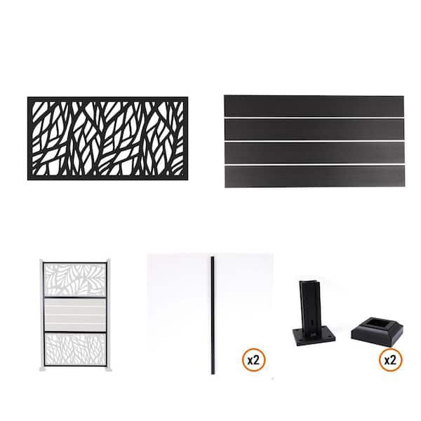 Privacy Screen Kit with Wildwood Insert and Slate Boards for Flat Surface Installation with Frame and Posts