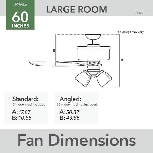 Hunter - Dondra 60 in. Indoor Brushed Nickel Ceiling Fan with Light Kit Included