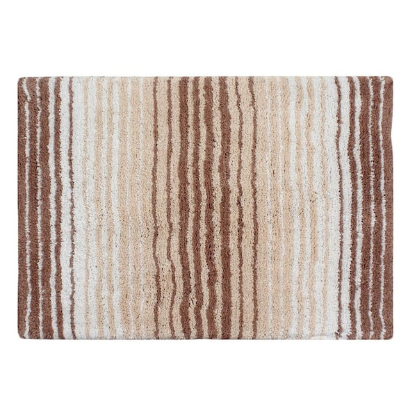100% Cotton Gradiation Collection Bath Rug Machine Washable 17x24, Beige