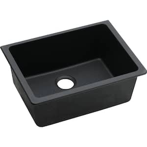 Quartz Classic Undermount 25 in. Single Bowl Kitchen Sink in Black
