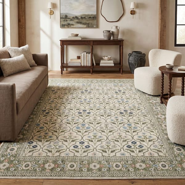 Maribel Green 8 ft. x 10 ft. Floral Indoor Area Rug
