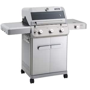 Mesa 3-Burner Propane Gas Grill in Stainless Steel with Clear View Lid and LED Controls