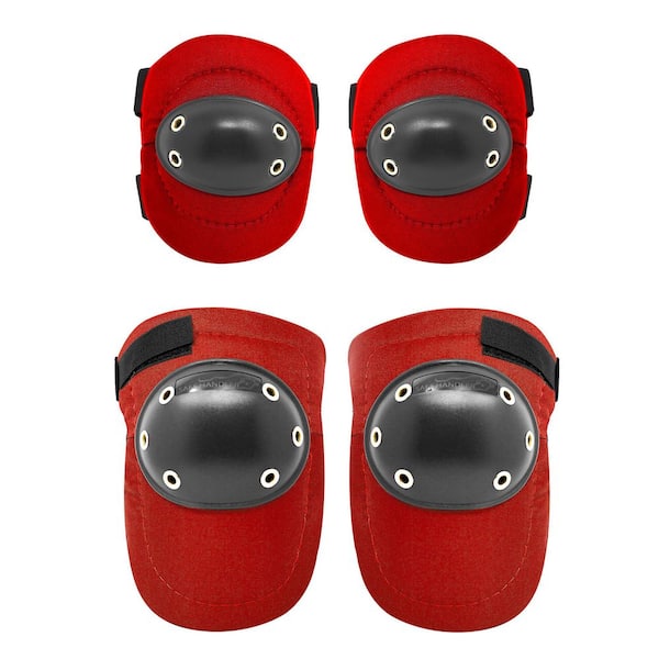 Safe Handler Red, Tough Cap Thick Foam Padding Knee Pads and Elbow Pads Bundle,