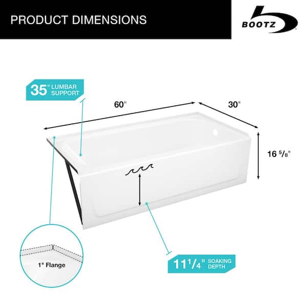 Mauicast 60 in. x 30 in. Alcove Soaking Bathtub with Right Drain in White