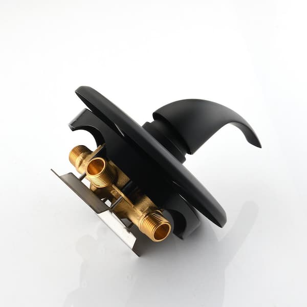 HAMOLER Single Handle Shower Valve Trim Kit – Matte Black Brass Mixer For Wall Mount Faucet, NPT 1/2 Inch