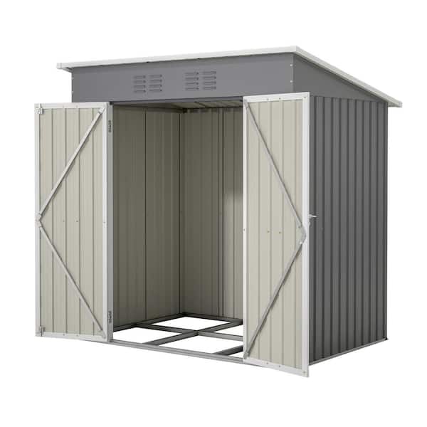 Boosicavelly 6 ft. W x 4 ft. D Metal Outdoor Storage Shed with Lockable Doors in Grey (24 sq. ft. )
