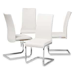 Cyprien White Faux Leather Upholstered Dining Chair (Set of 4)