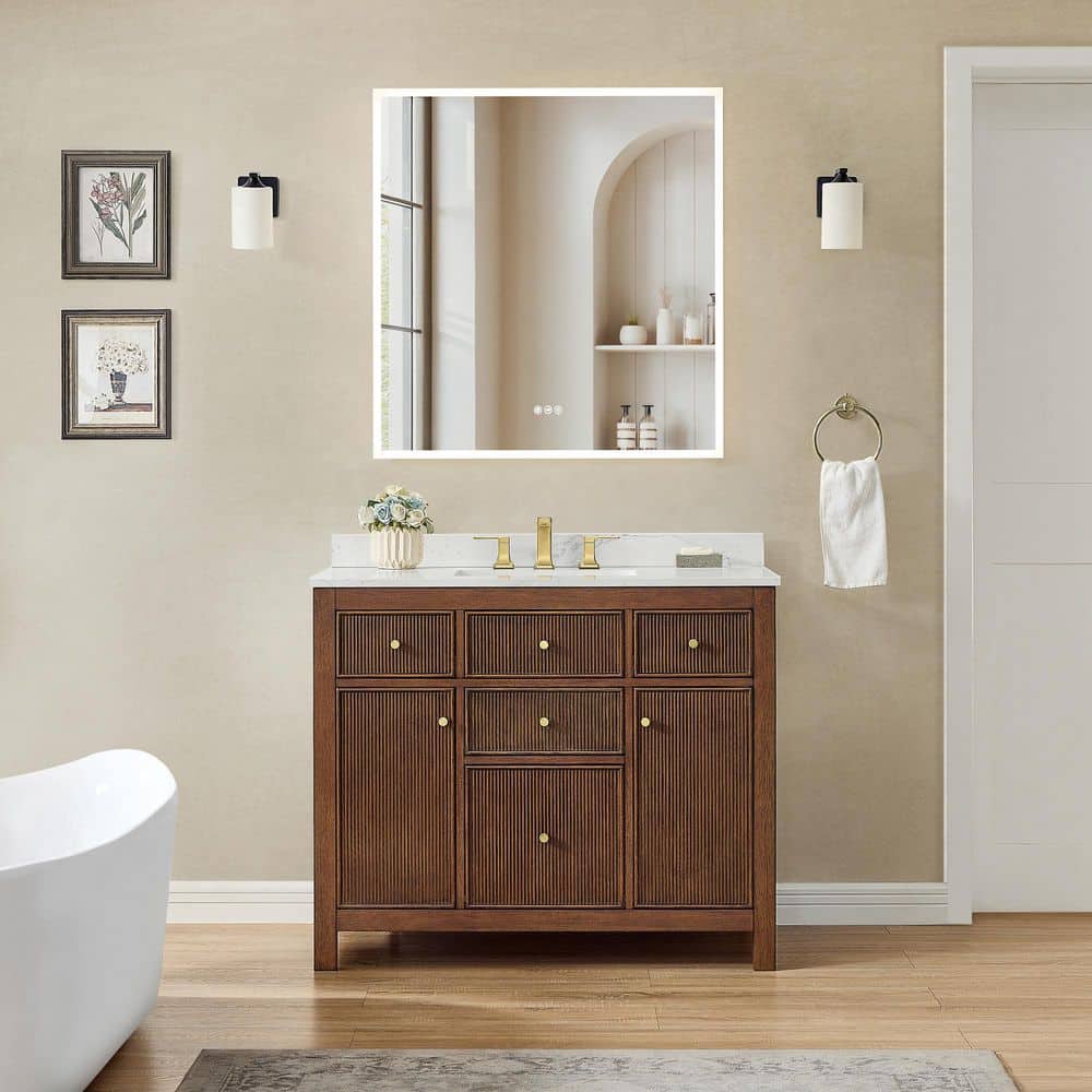 Pendry 42 in. Single Freestanding Dark Walnut Bath Vanity with Carrara Cultured Marble Top price history on PriceWatchPro