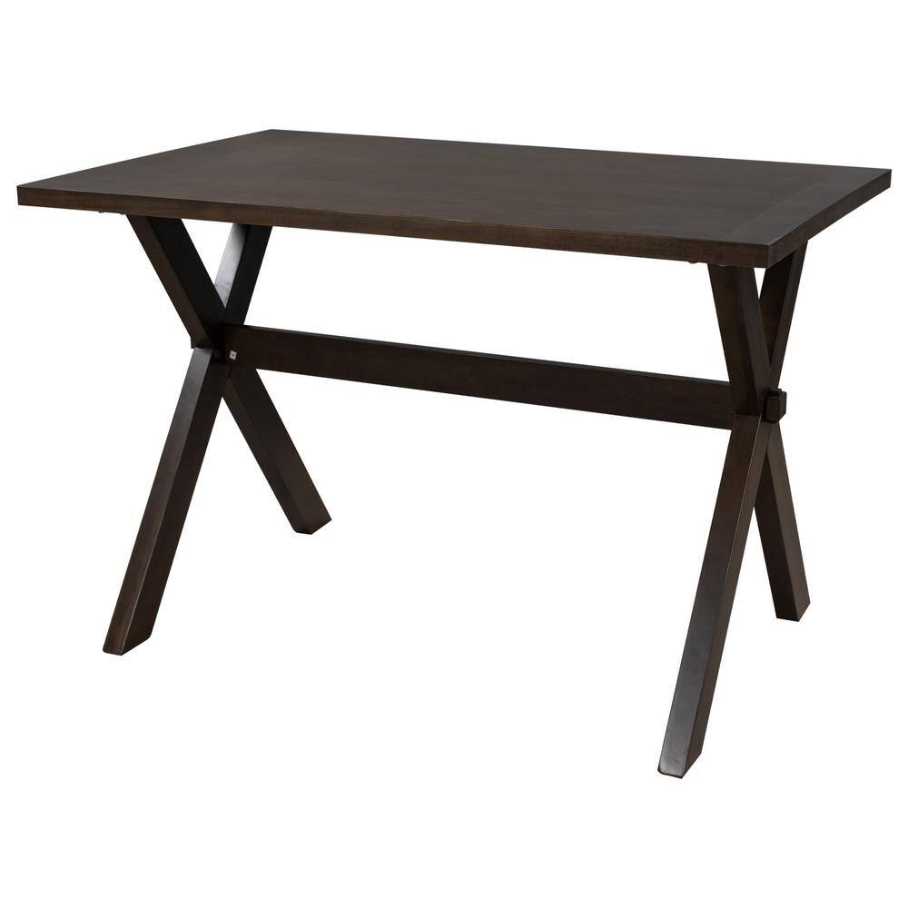 Brown Rectangular Rustic Wood Outdoor Dining Table with X-shape Legs