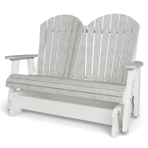 Heritage 2-Person Light Gray and White Plastic Outdoor Double Glider