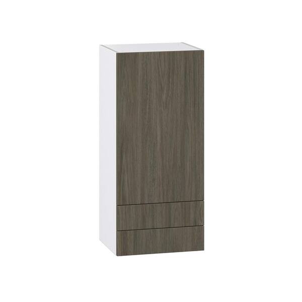 J COLLECTION Medora Textured Slab Walnut Assembled Wall Kitchen Cabinet with 2 Drawers (18 in. W x 40 in. H x 14 in. D)