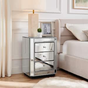 American Design Silver 3 Drawers 17.70 in. W Nightstand