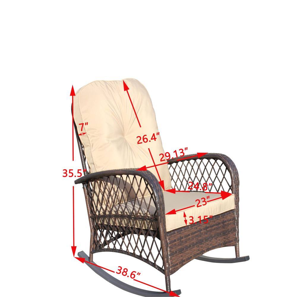 Measurement diagram of the wicker rocking chair.