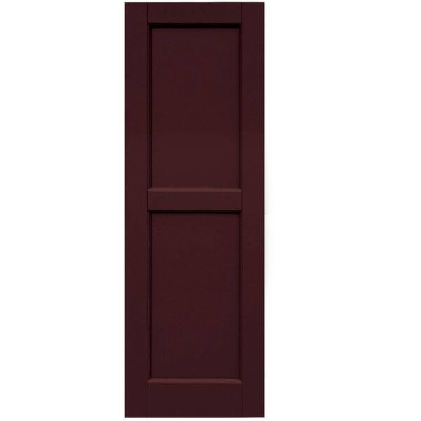 Winworks Wood Composite 15 in. x 45 in. Contemporary Flat Panel Shutters Pair #657 Polished Mahogany