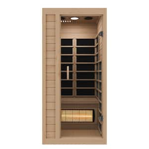 Home Sauna Room 1-Person Indoor Hemlock Wooden Infrared Sauna Spa with Bluetooth Digital Control Panel