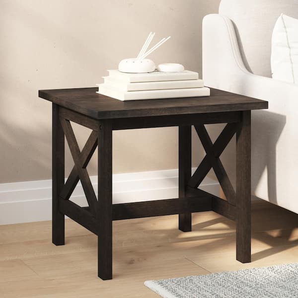 TAYLOR + LOGAN 22 in. Dark Gray Square Wood End Table