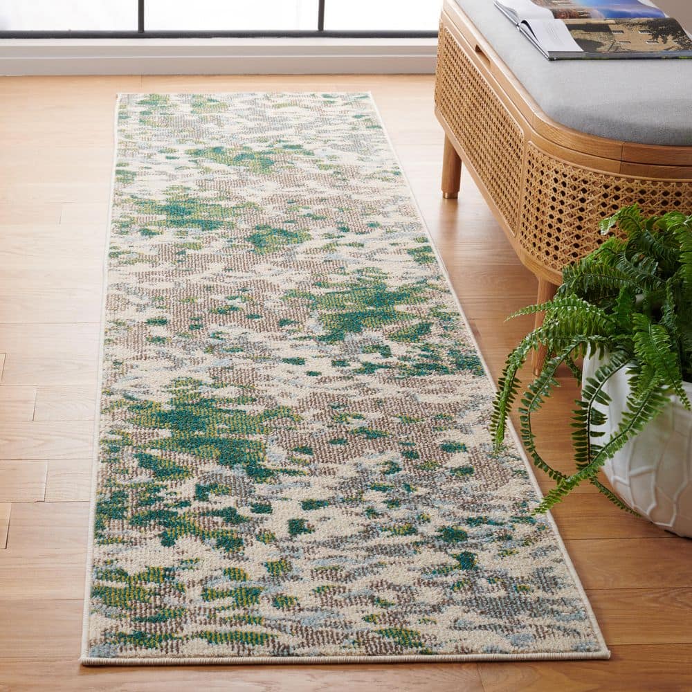Monaco 2 ft. x 8 ft. Green/Blue Abstract Patchy Runner Rug price history on PriceWatchPro