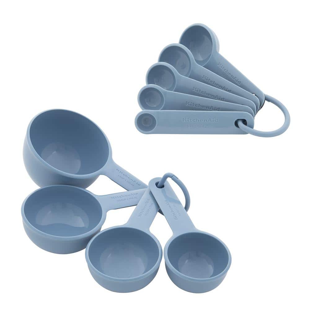 Universal 9-Piece Blue Velvet Measuring Cup Set with Grip Handles